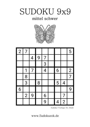 gratis Sudoku mittel Schmetterling