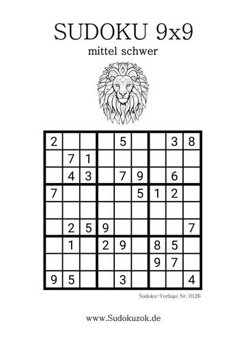 Mittel-schwer Sudoku gratis drucken mit Lösung