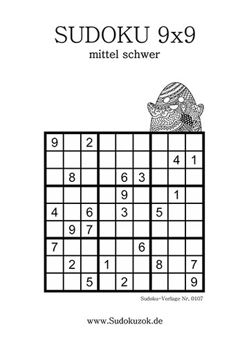 Sudoku 9x9 mittel schwer zum Ausdrucken