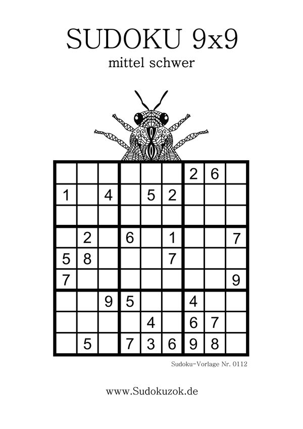 Sudoku 9x9 mittelschwer kostenlos