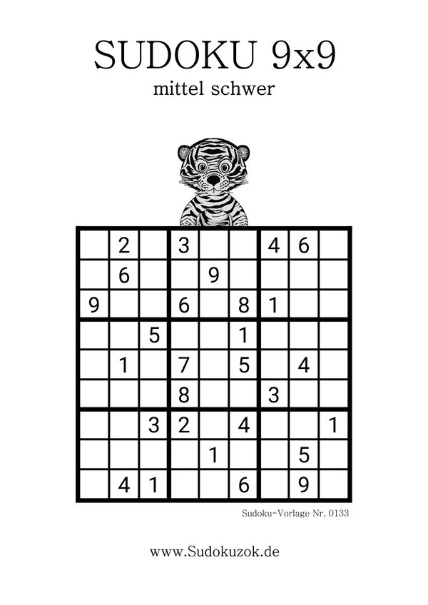 Sudoku Aufgabe in der Stufe mittel