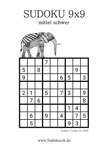 Sudoku mittel 9x9 kostenlose Vorlage