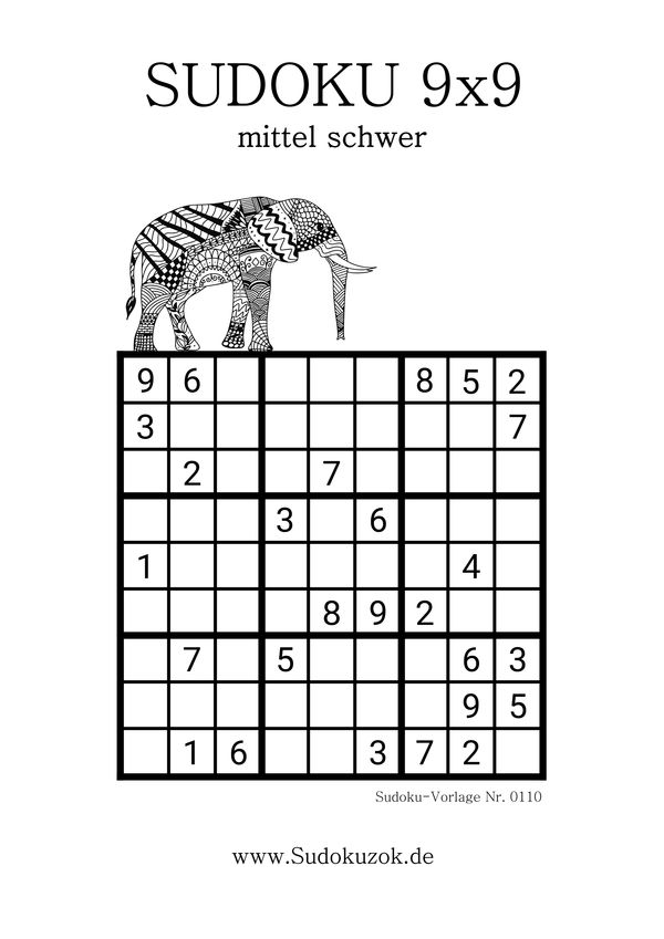 Sudoku mittel 9x9 zum Drucken