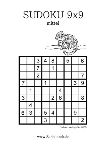 Sudoku mittel mit Lösung al PDF Vorlage