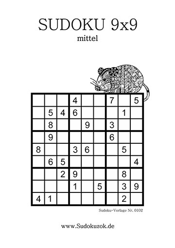 Sudoku Rätsel mittel zum Drucken