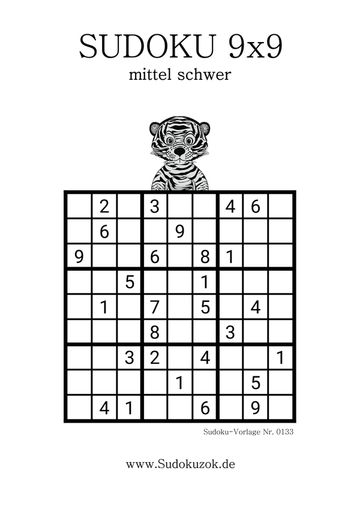 Sudoku Rätsel in der Stufe mittel