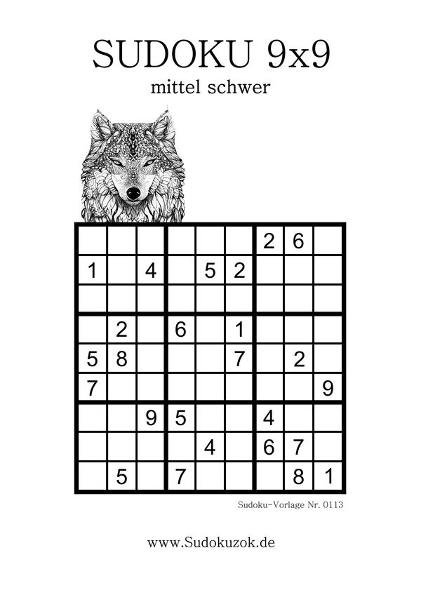 Sudoku Rätsel Stufe mittel