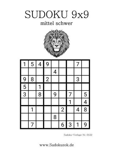 Sudoku Stufe mittel löwenstark gratis Vorlage
