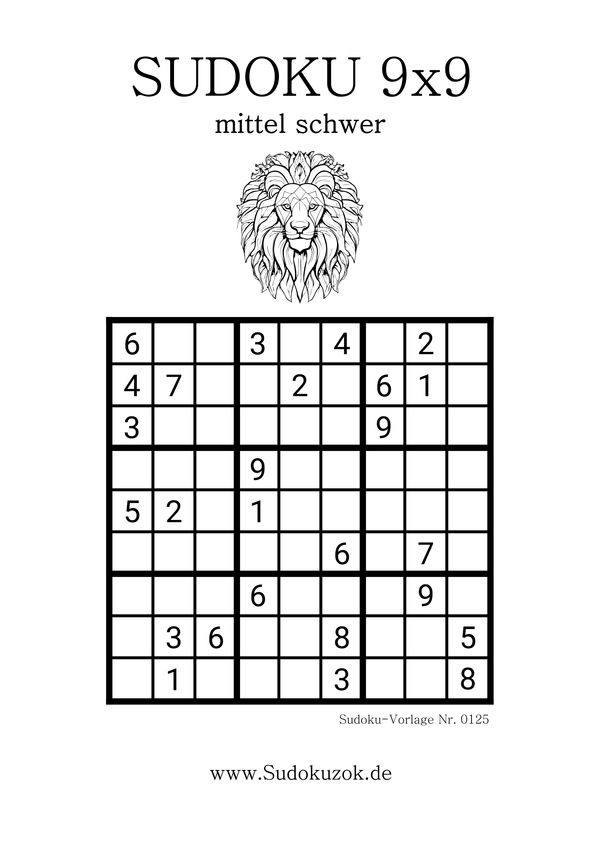 Sudoku Stufe mittel Löwenstark