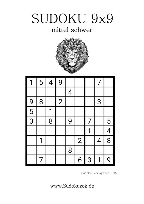 Sudoku Stufe mittel mit dem Löwen