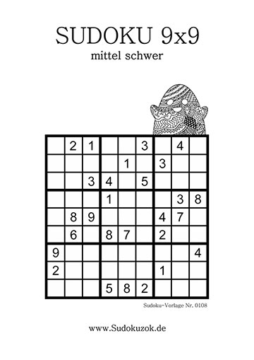 Sudoku Vorlage mittelschwer kostenlos