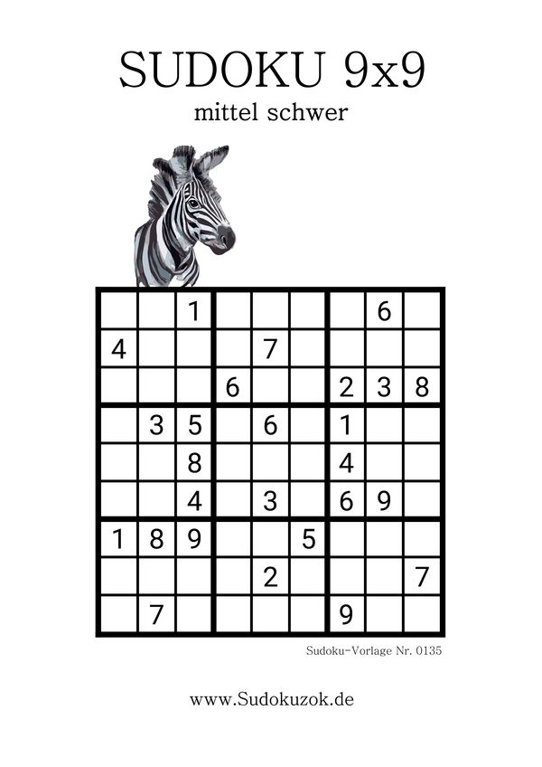 Sudoku mit dem Zebra Stufe mittel