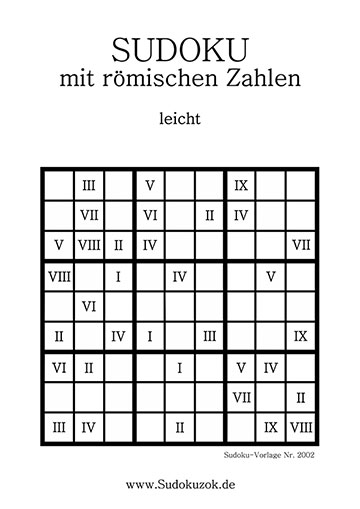 Sudoku mit römischen Zahlen zum Drucken