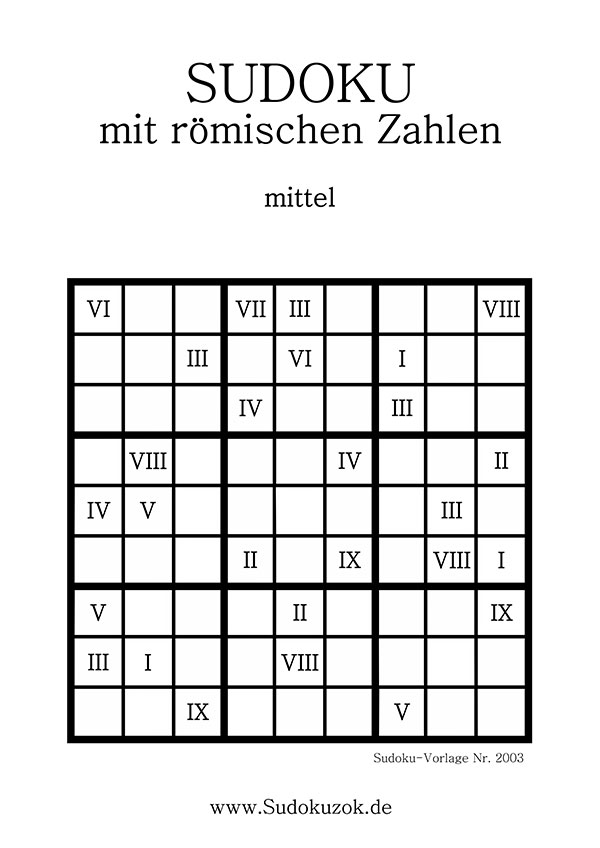 Sudoku römische Ziffern
