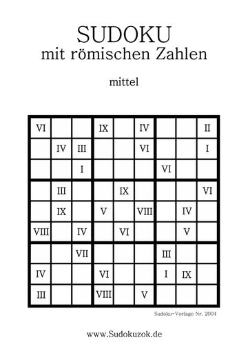 Ungewöhnliches Sudoku mit römischen Zahlen