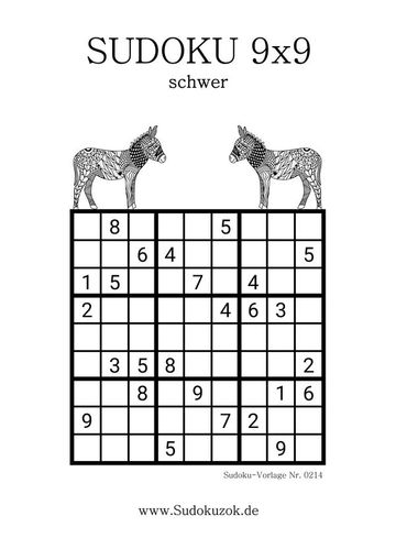 9x9 Sudoku PDF schwer drucken kostenlos