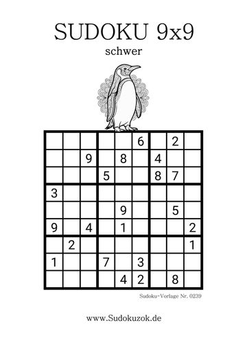 9x9 Sudoku Puzzle schwer kostenlos herunterladen