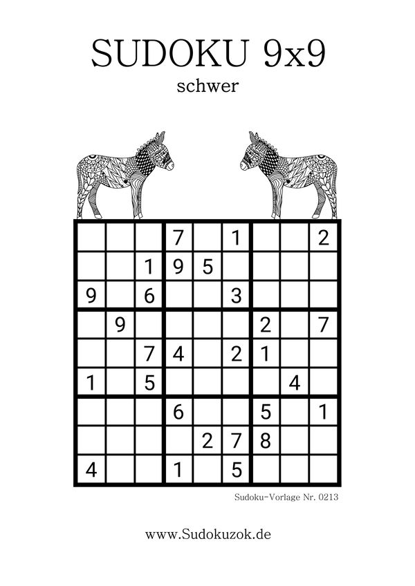 9x9 Sudoku schwer drucken als PDF