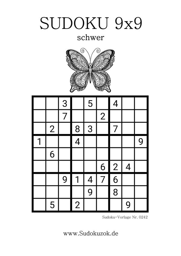 9x9 Sudoku schwer PDF drucken kostenlos