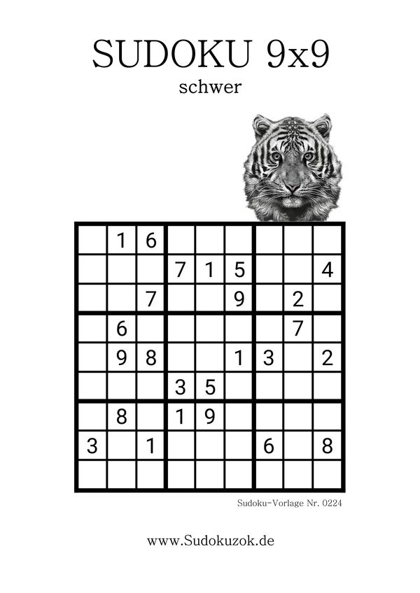 9x9 Sudoku Schwierigkeitsgrad schwer