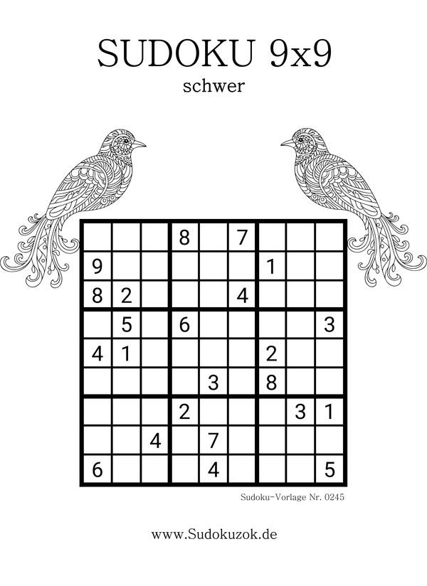 Gratis Sudoku Stufe schwer zum Ausdrucken