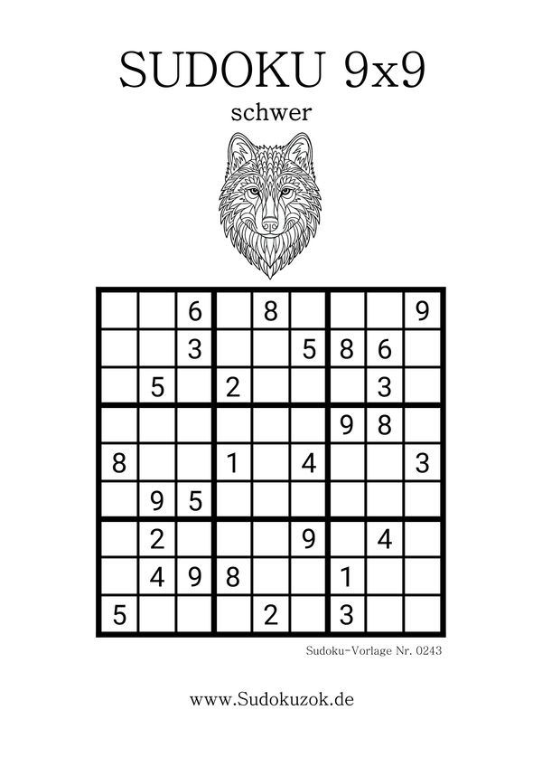 Schwer Sudoku Zahlenrätsel zum Drucken