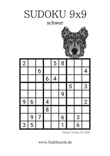 Schwere Sudoku mit dem Rätsel-Hund