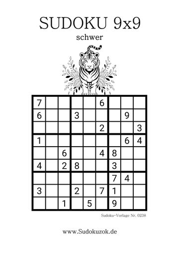 Sudoku PDF Vorlage schwer mit Lösung jetzt ausdrucken