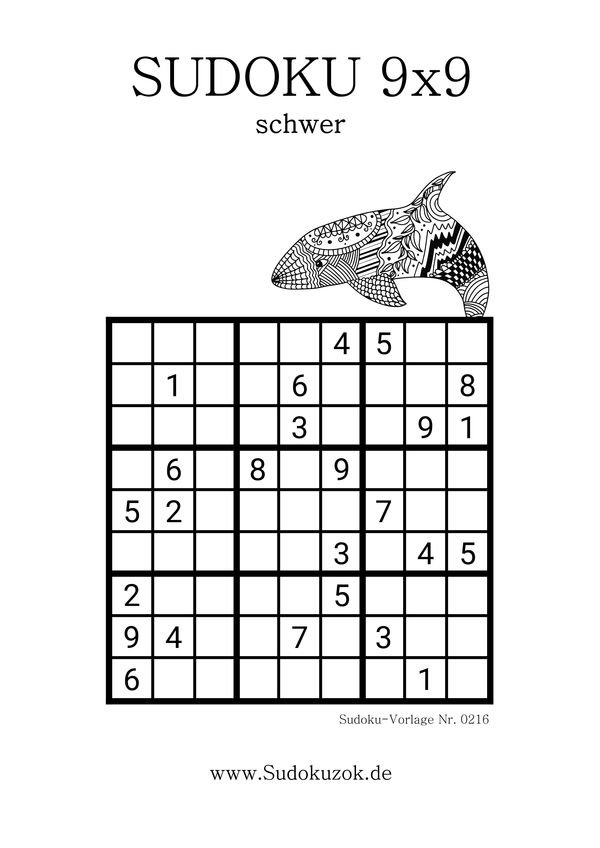 Sudoku Rätsel in der Stufe schwer ausdrucken