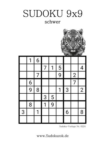 sudoku Rätsel Schwierigkeitsgrad schwer