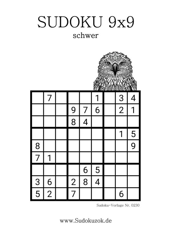 Sudoku Raubvogel schwer und symmetrisch