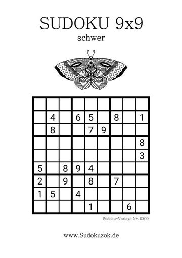 Sudoku 9x9 schwer kostenlos