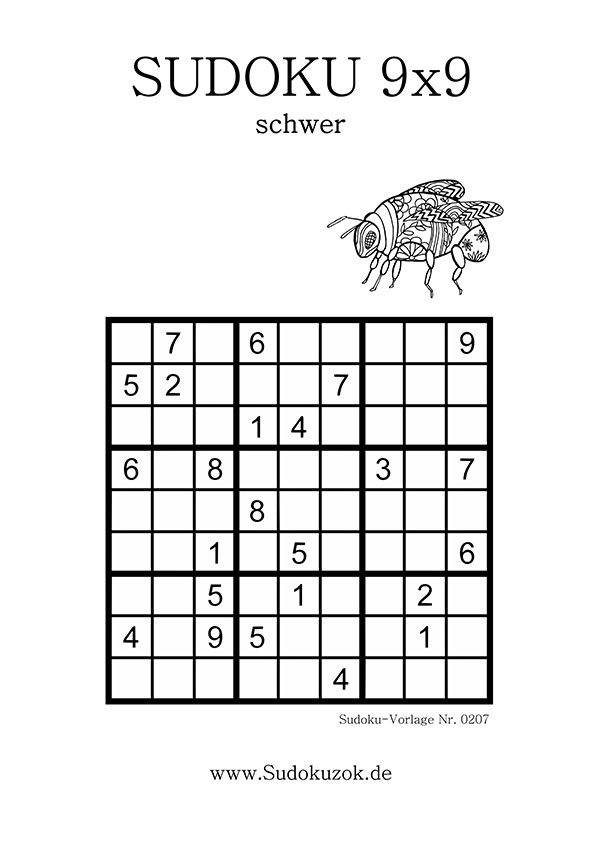 Sudoku in der Stufe schwer ausdrucken kostenlos