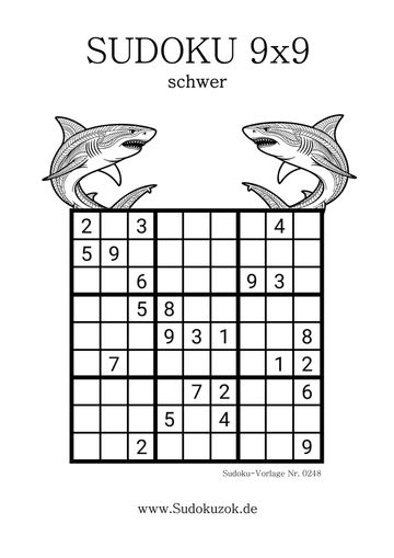 Sudoku schwer Hai gratis drucken