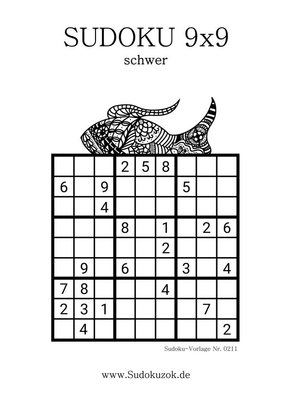 Sudoku schwer Vorlage zum Ausdrucken