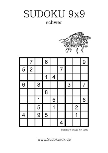 Sudoku Stufe schwer zum Ausdrucken