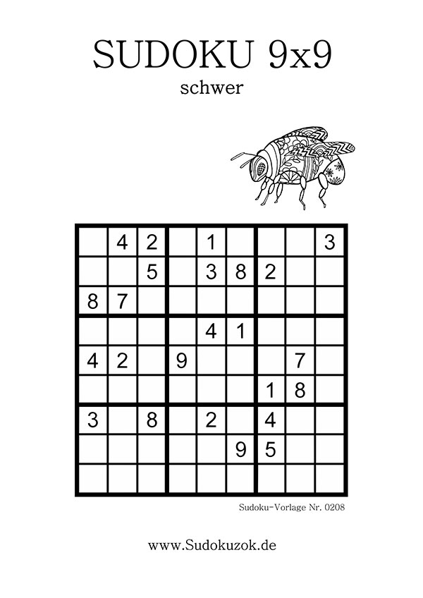 Sudoku Vorlage schwer zum Ausdrucken
