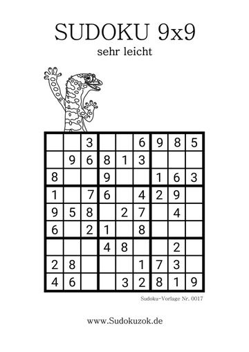 sehr leichtes Sudoku Rätsel drucken kostenlos