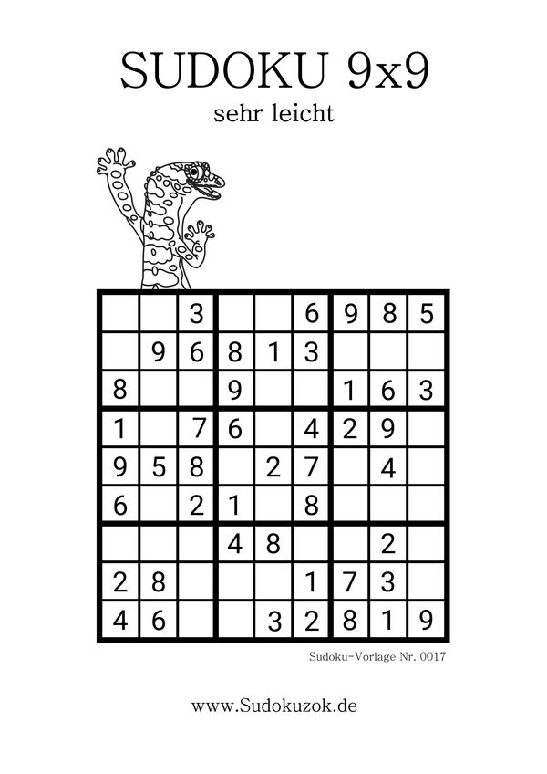 sehr leichtes Sudoku Rätsel zum Ausdrucken