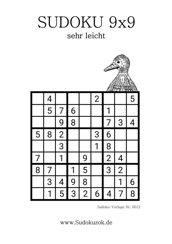 Sudoku 9x9 sehr einfach