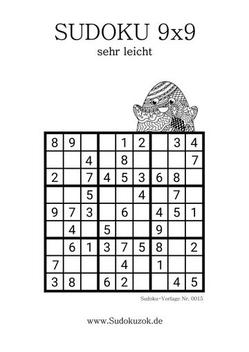 Sudoku Rätsel Vorlage sehr leicht ausdrucken PDF