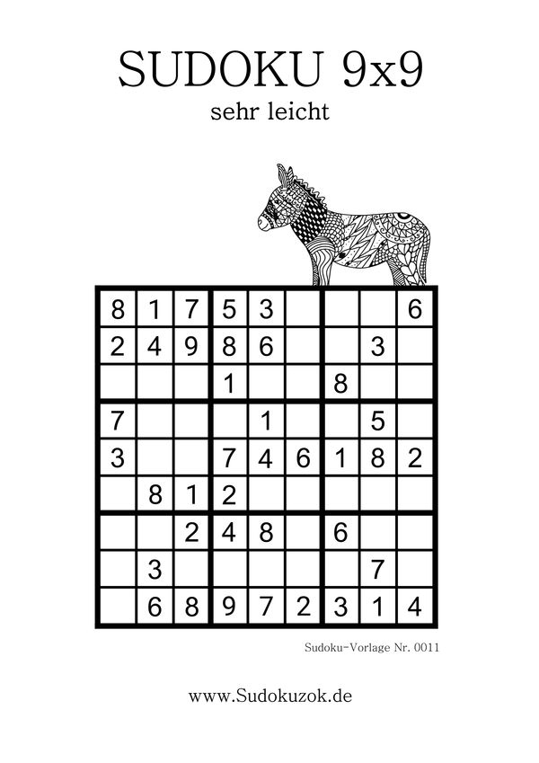 Sudoku Schwierigkeitsgrad sehr leicht