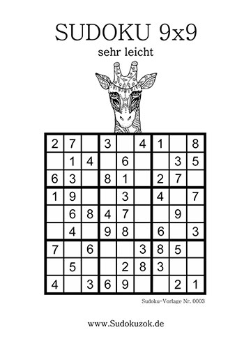 Sudoku sehr leicht mit Lösung als PDF