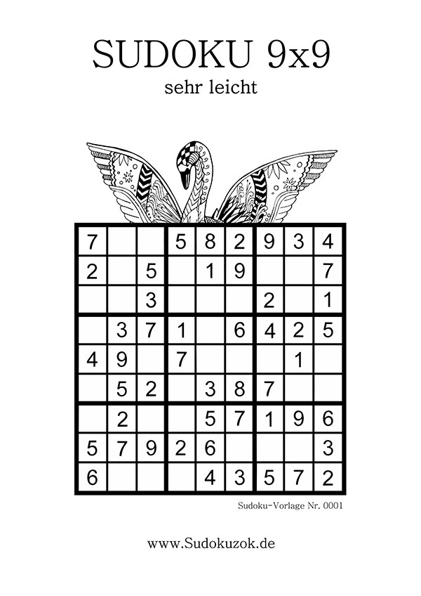 Sudoku sehr leicht zum Ausdrucken