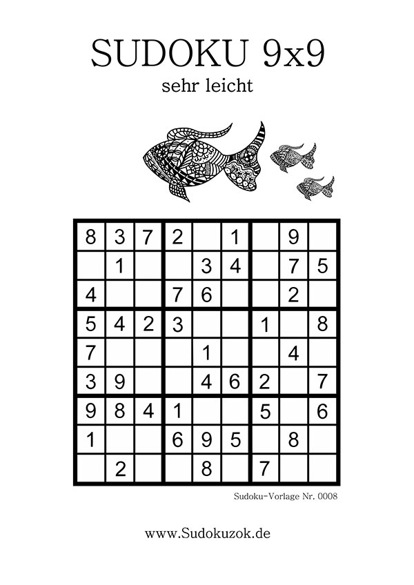 Sudoku Vorlage sehr einfach zum Ausdrucken