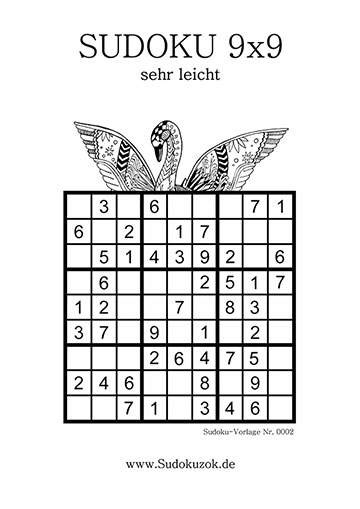 Sudoku Vorlage sehr einfach