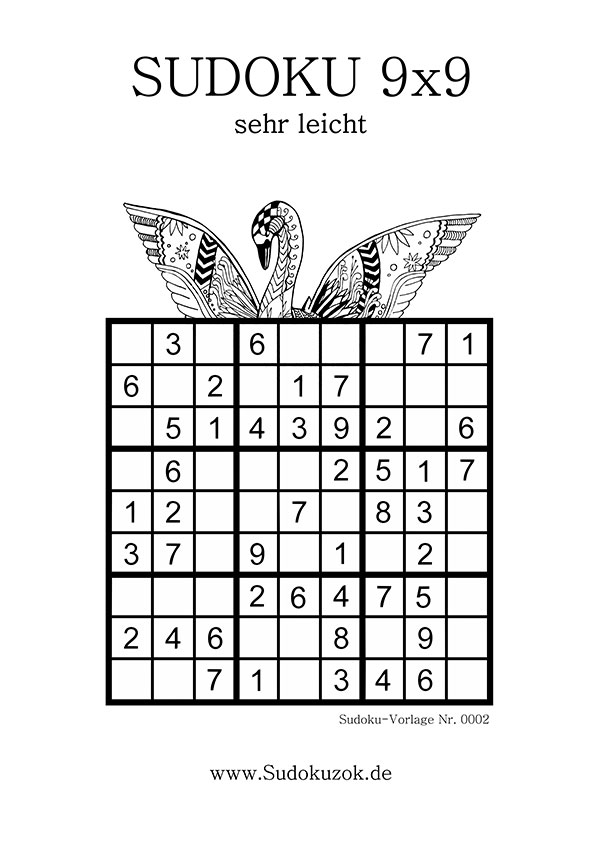 Sudoku Vorlage sehr leicht