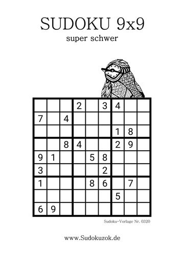 9x9 Sudoku Rätsel extra schwer kostenlos