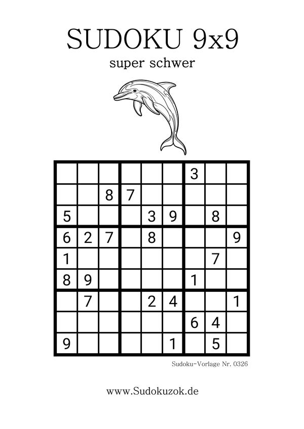 9x9 Sudoku sehr schwer für Rätsel-Experten