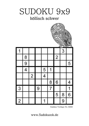 Sudoku höllisch - sehr schwere Vorlage